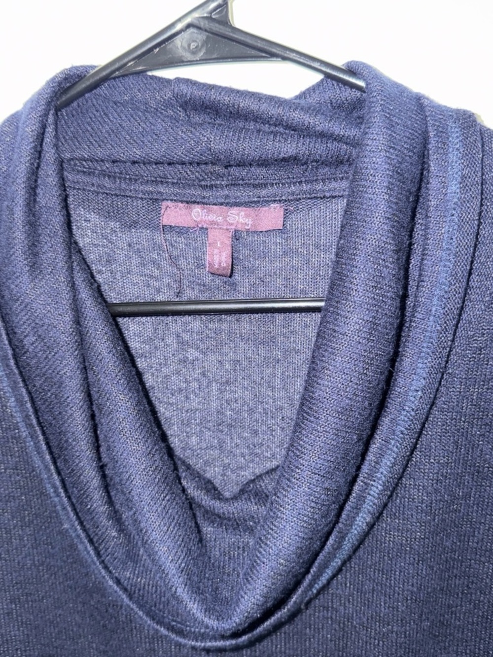 Olivia Sky Navy Cowl Neck Long Sleeve Top
